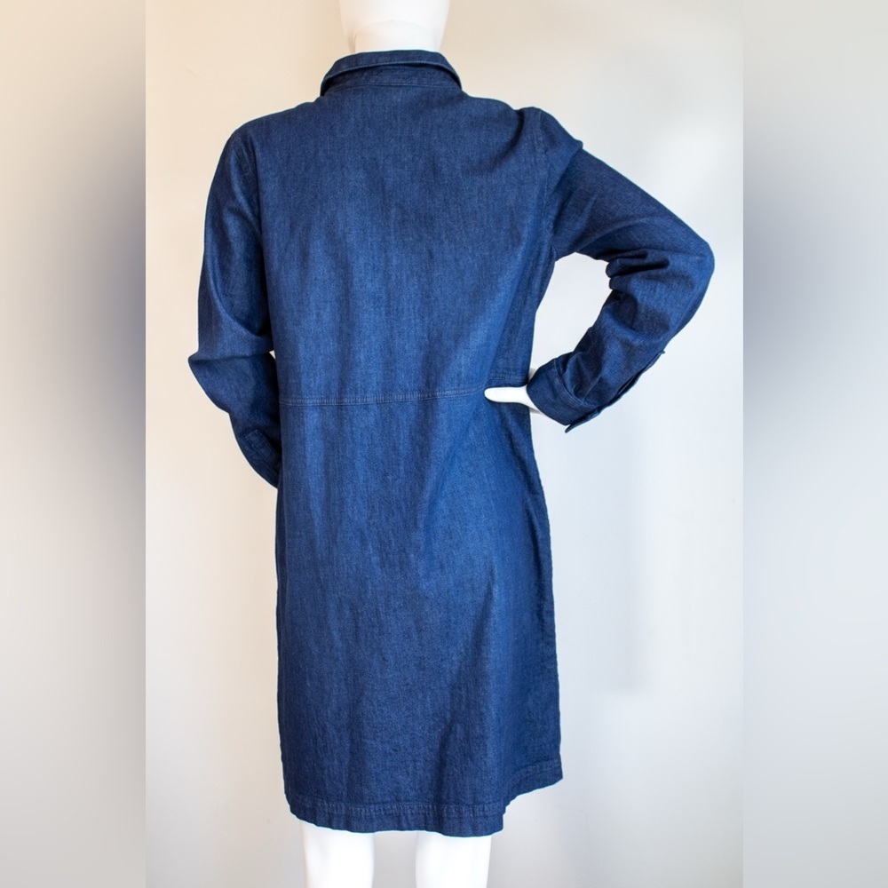 J. Jill Dark Denim Button Front Adjustable Sleeve Shirtdress Womens Dress Size S - Picture 5 of 15